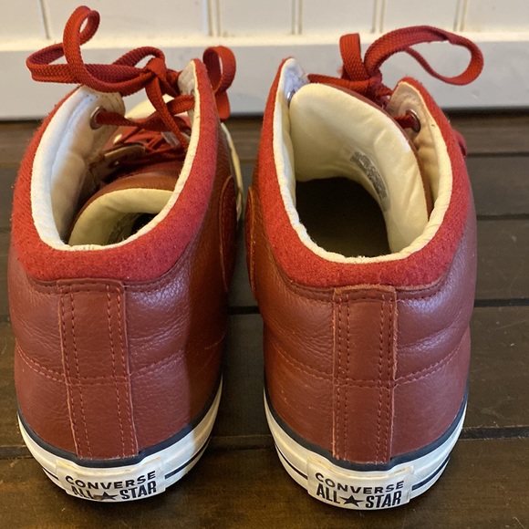 Men's Red Leather Converse Size 11 - Picture 3 of 4